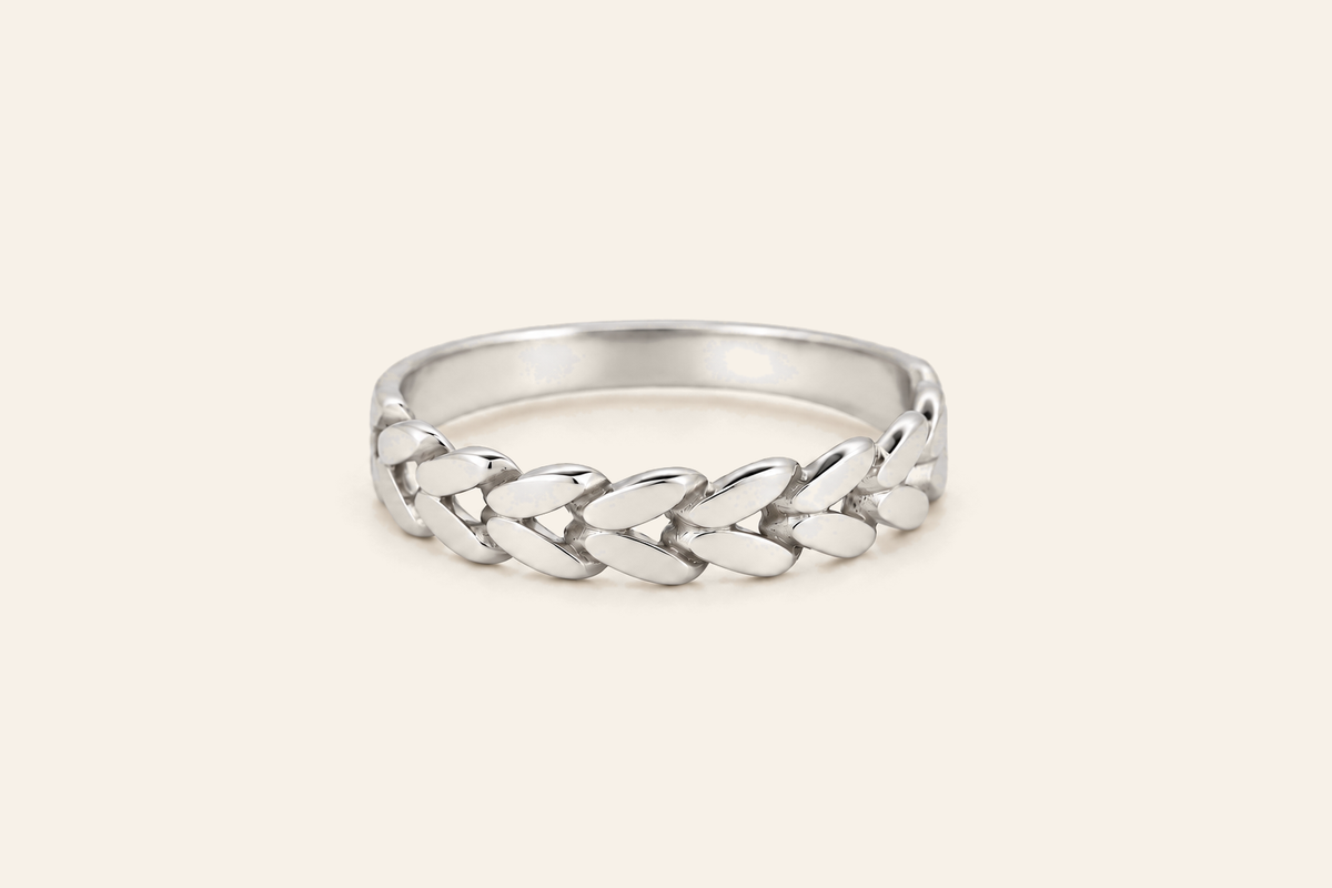 18K Gold Curb Link Band Ring