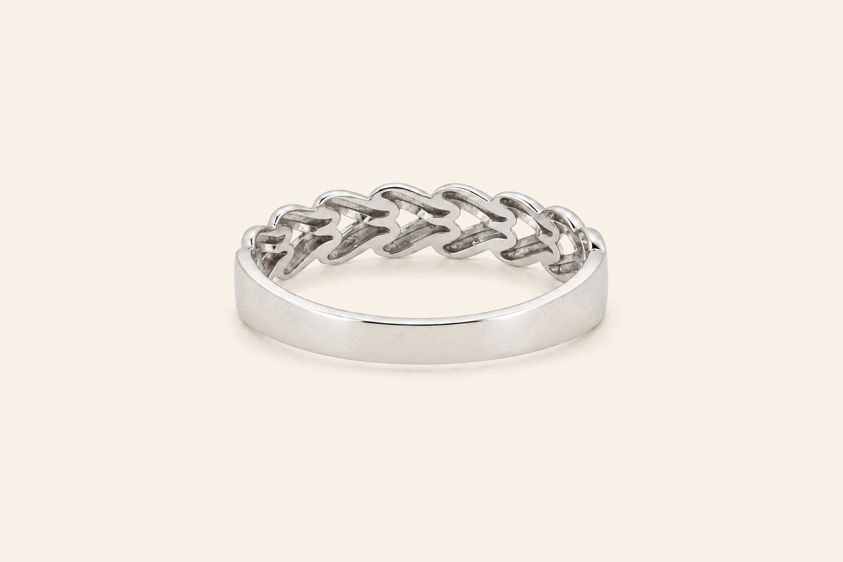 18K Gold Curb Link Band Ring
