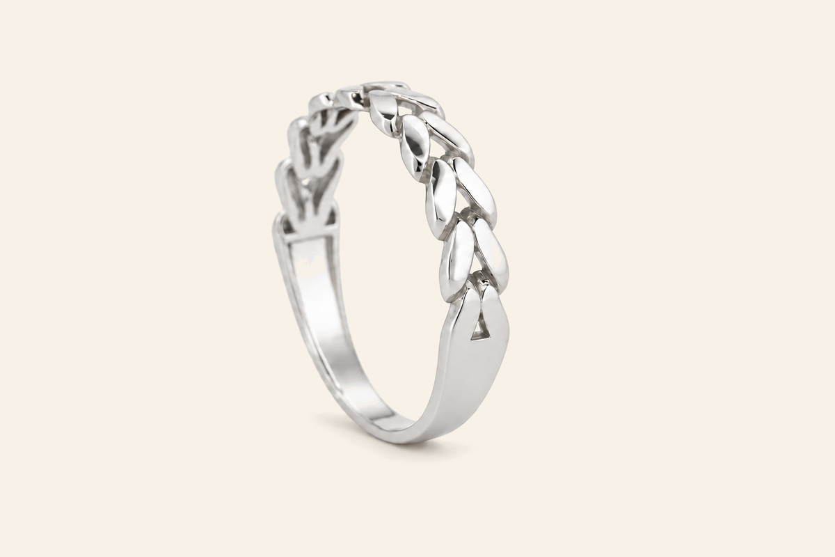 18K Gold Curb Link Band Ring