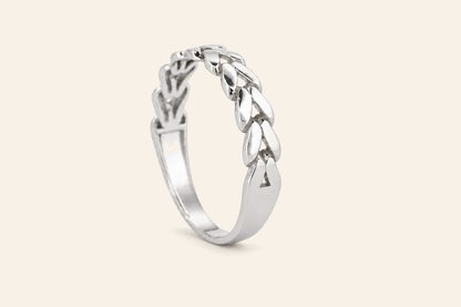 18K Gold Curb Link Band Ring