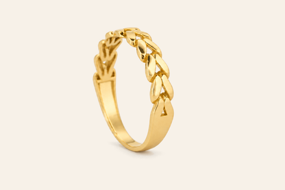 18K Gold Curb Link Band Ring