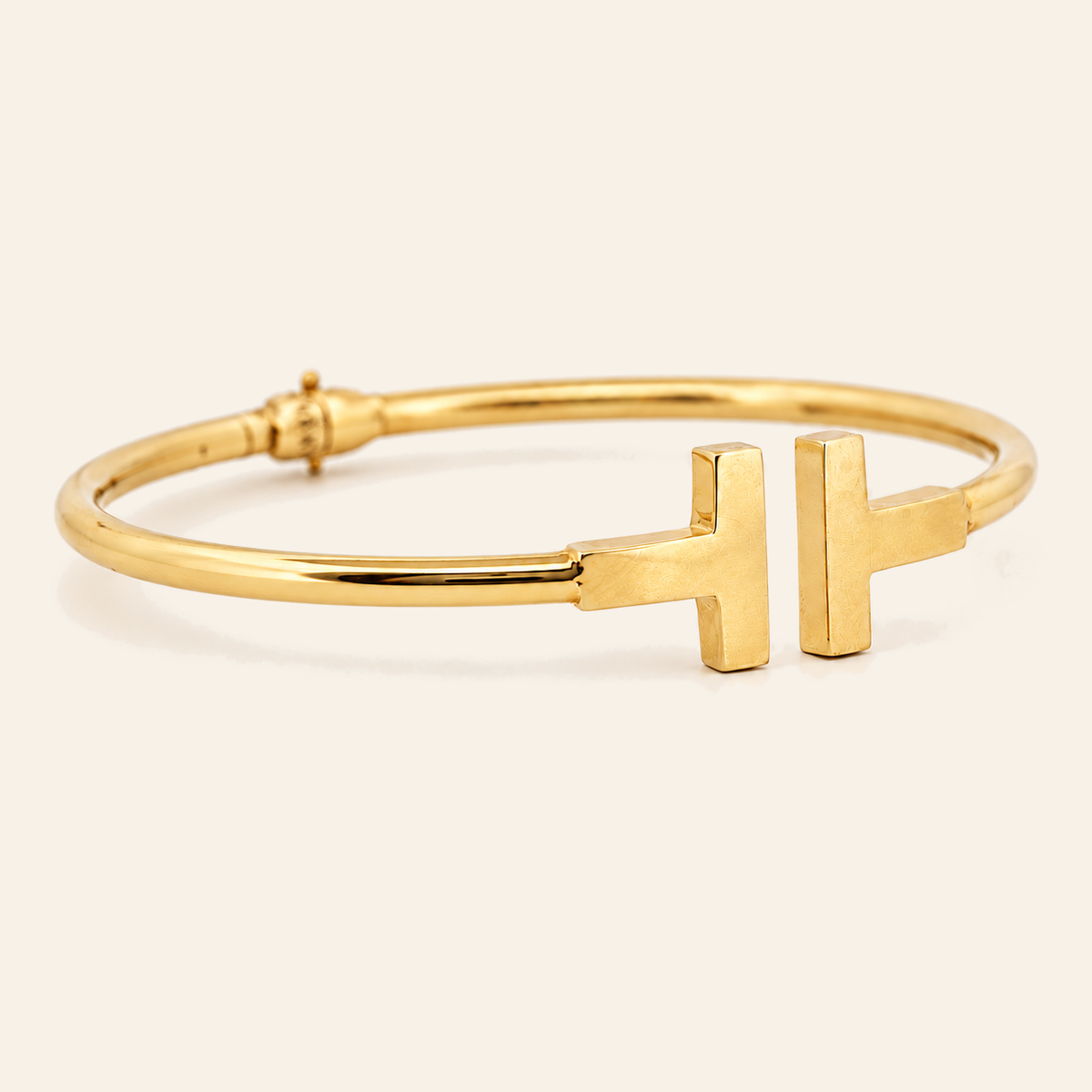 10K Gold Geometric Bar-End Bangle — Yellow Gold, view 1