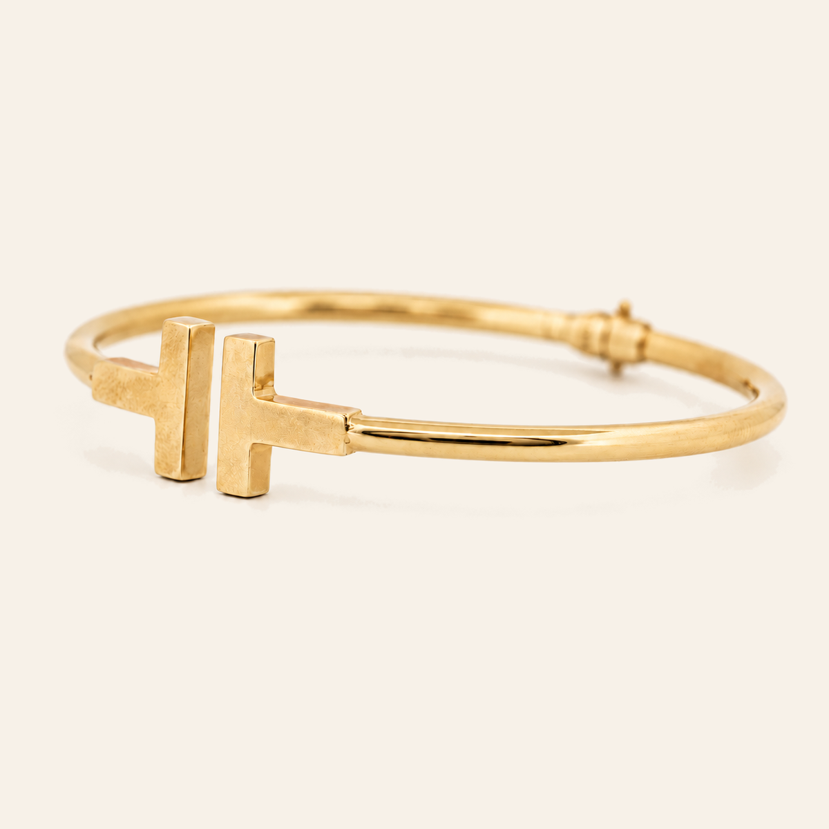 10K Gold Geometric Bar-End Bangle — Yellow Gold, view 2