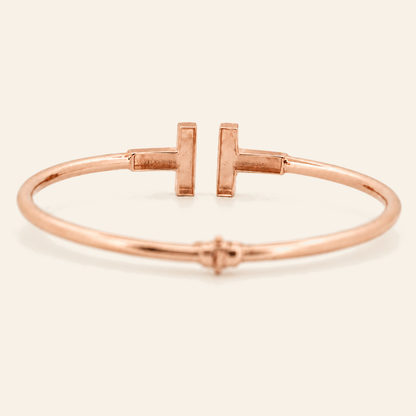 10K Gold Geometric Bar-End Bangle — Rose Gold, view 3