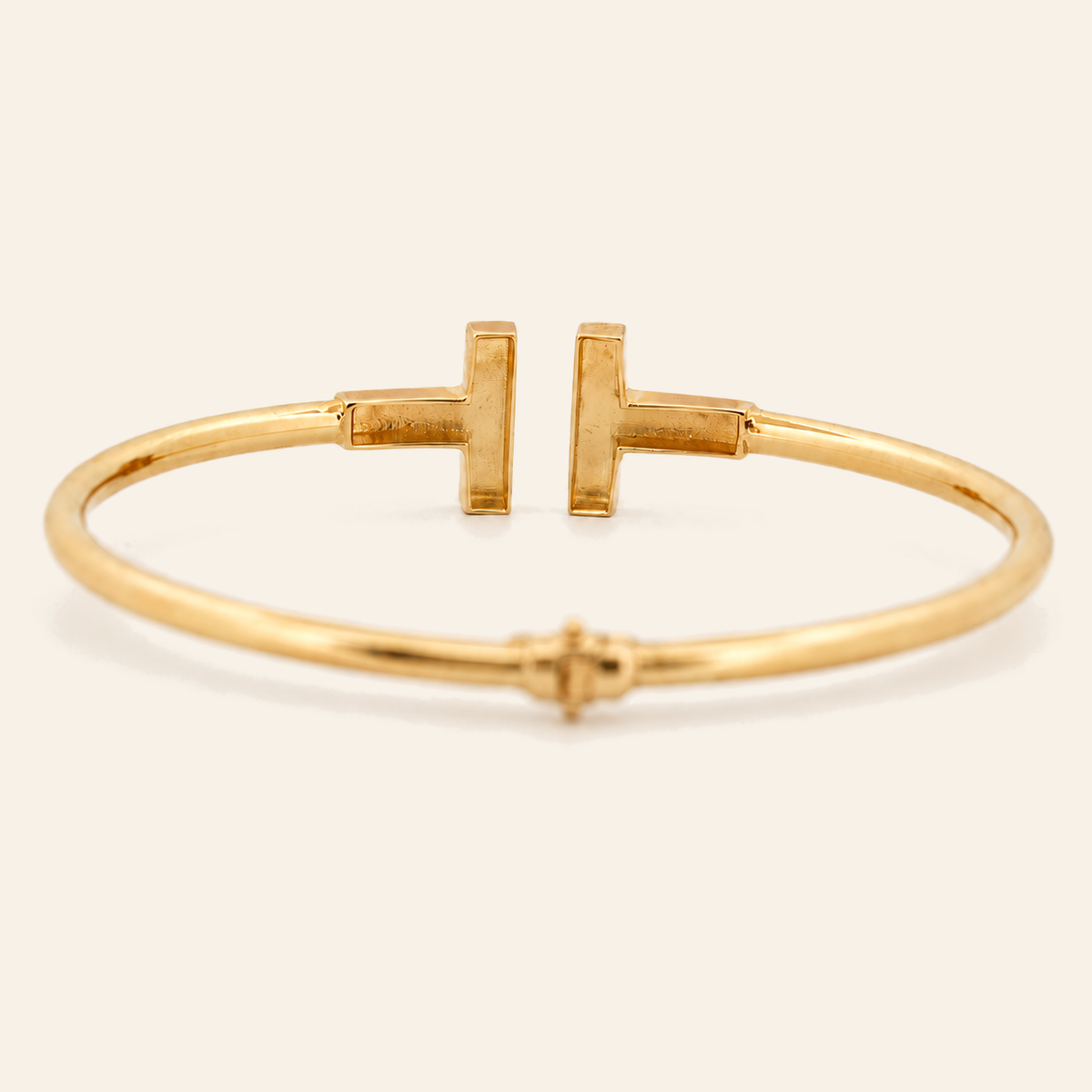 10K Gold Geometric Bar-End Bangle — Yellow Gold, view 3