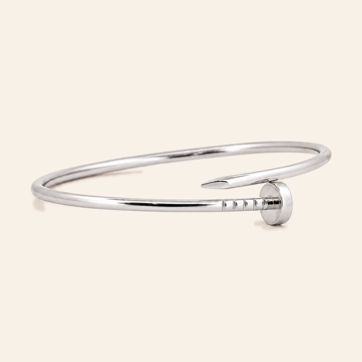 10K Gold Nail-Form Bangle — White Gold, view 1