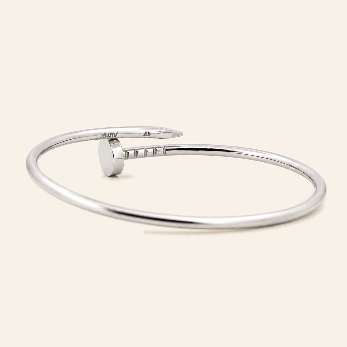 10K Gold Nail-Form Bangle — White Gold, view 2