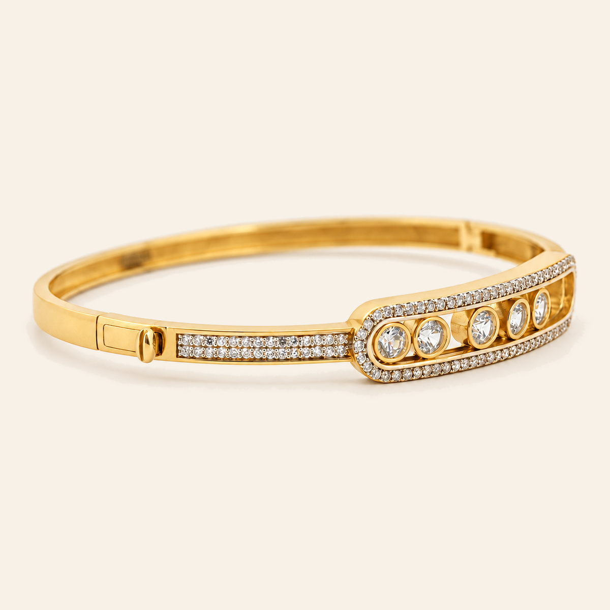 10K Gold Curved Stone-Set Bangle — Yellow Gold, view 1