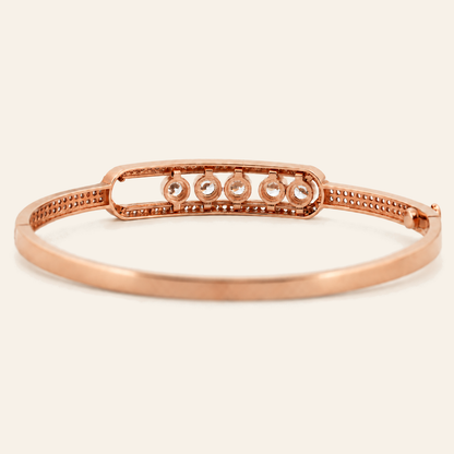 10K Gold Curved Stone-Set Bangle — Rose Gold, view 2