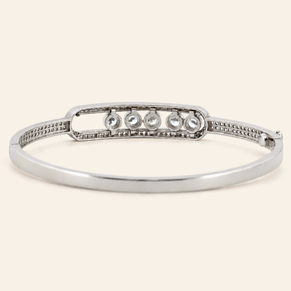 10K Gold Curved Stone-Set Bangle — White Gold, view 2