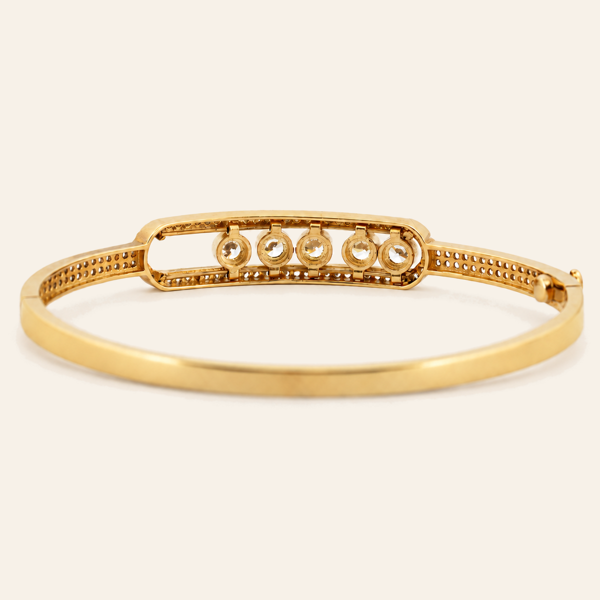 10K Gold Curved Stone-Set Bangle — Yellow Gold, view 2