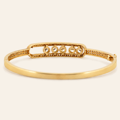 10K Gold Curved Stone-Set Bangle — Yellow Gold, view 2