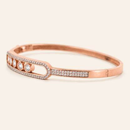 10K Gold Curved Stone-Set Bangle — Rose Gold, view 3
