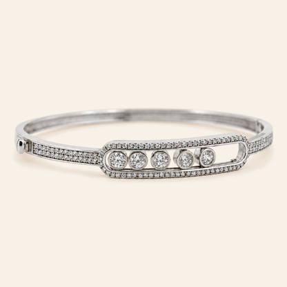 10K Gold Curved Stone-Set Bangle — White Gold, view 4