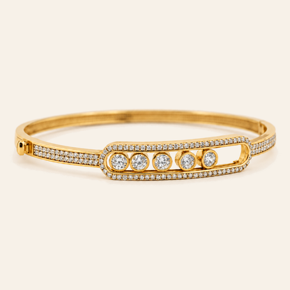 10K Gold Curved Stone-Set Bangle — Yellow Gold, view 4