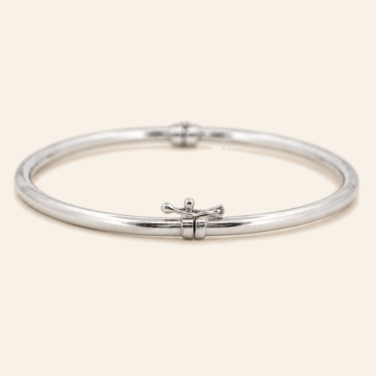 10K Gold Slim Clasp Bangle — White Gold, view 1