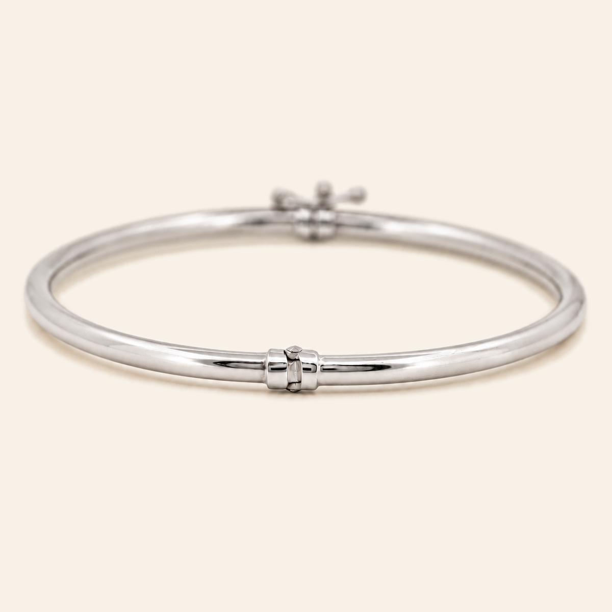 10K Gold Slim Clasp Bangle — White Gold, view 2