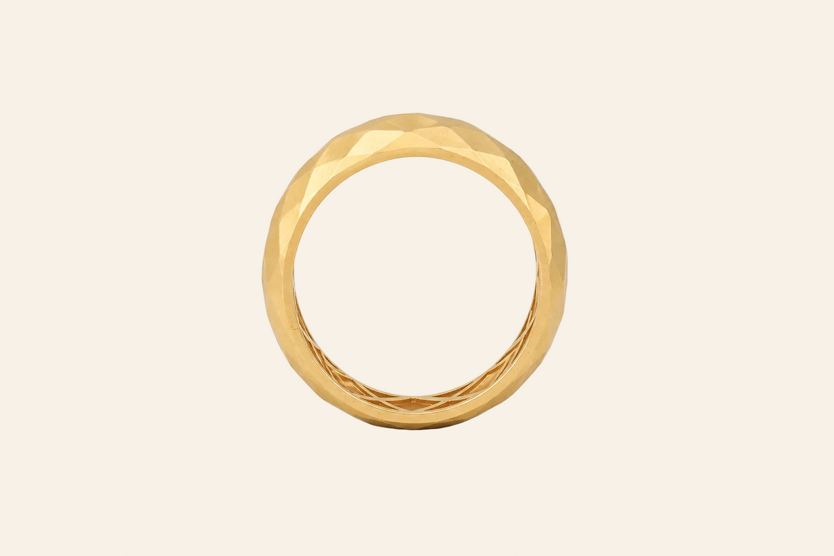18K Gold Faceted Band Ring