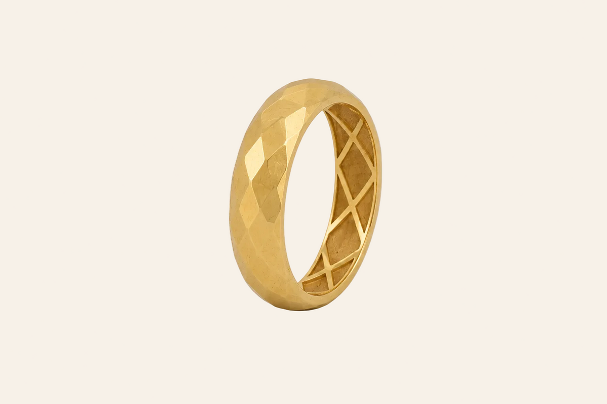 18K Gold Faceted Band Ring