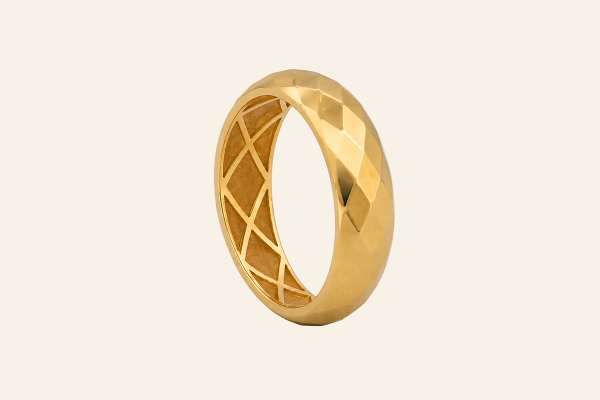 18K Gold Faceted Band Ring