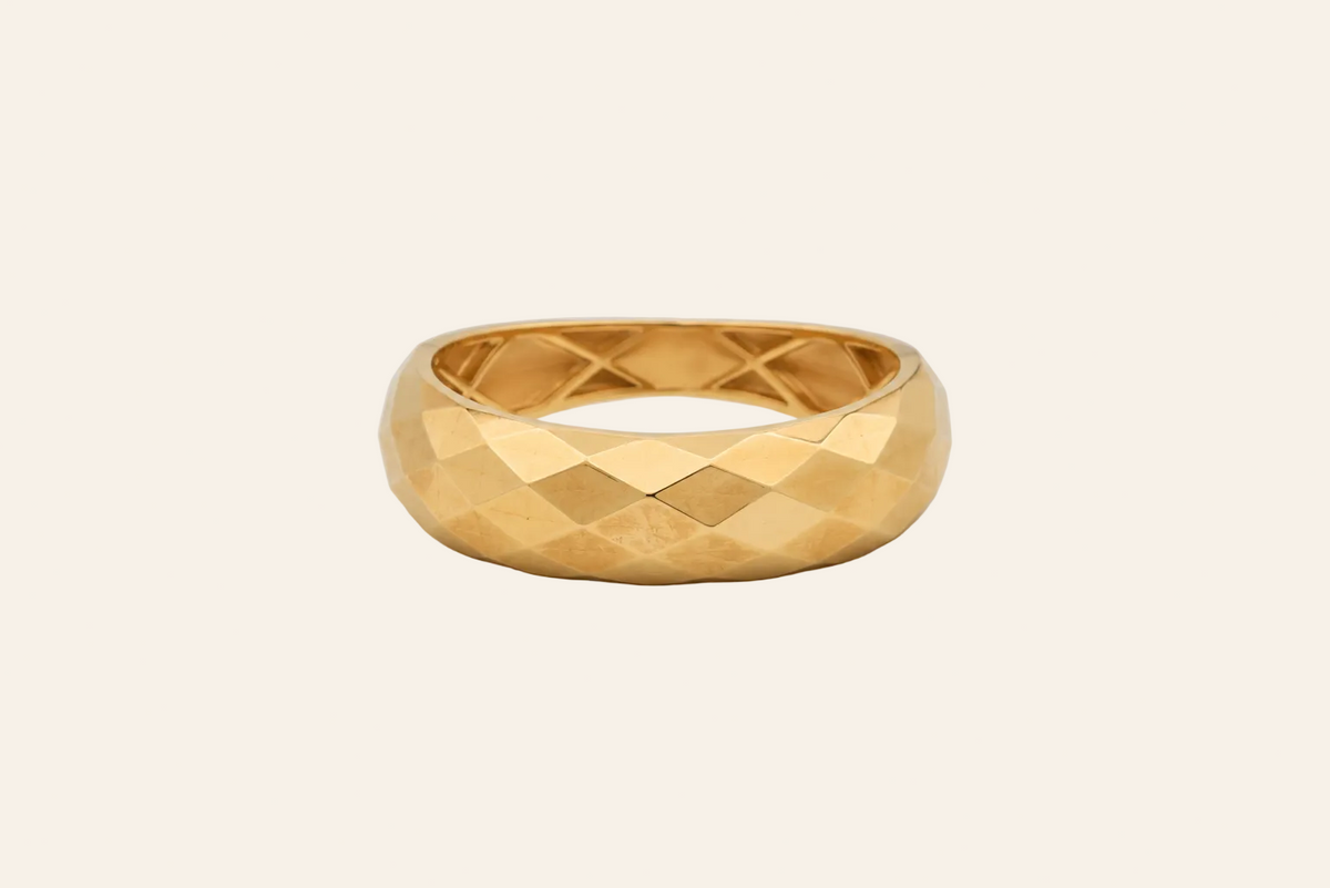 18K Gold Faceted Band Ring