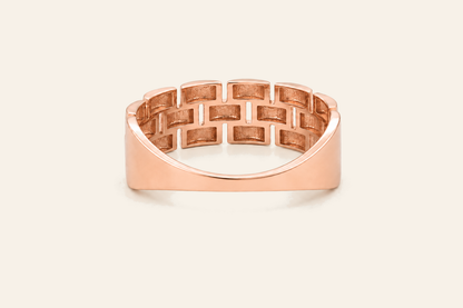 18K Gold Three-Row Link Ring