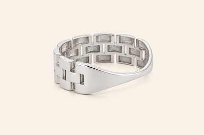 18K Gold Three-Row Link Ring