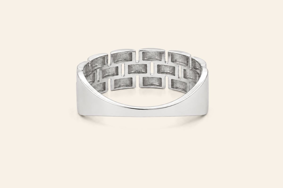 18K Gold Three-Row Link Ring