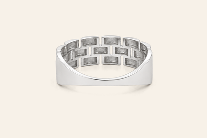 18K Gold Three-Row Link Ring