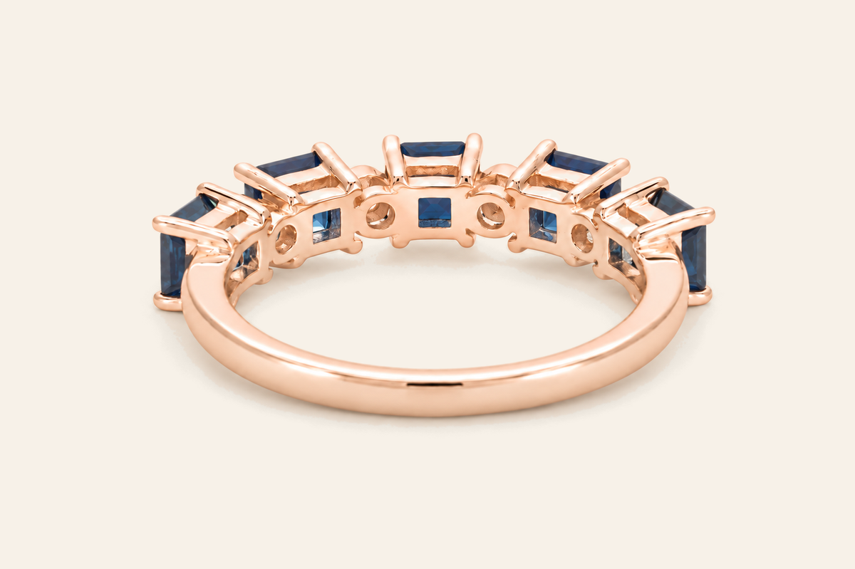 14K Gold Sapphire & Diamond Band Ring