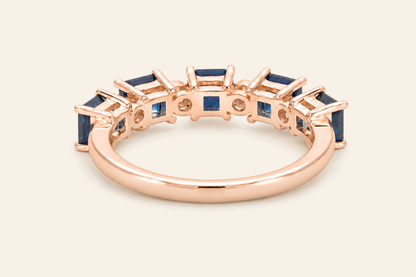 14K Gold Sapphire & Diamond Band Ring