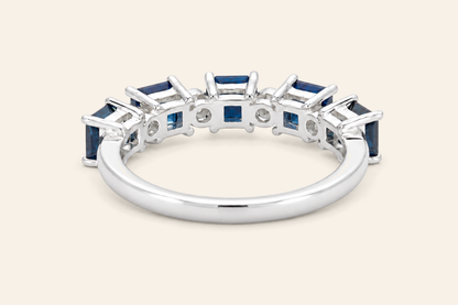 14K Gold Sapphire & Diamond Band Ring
