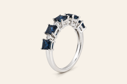 14K Gold Sapphire & Diamond Band Ring