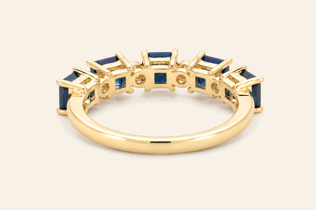 14K Gold Sapphire & Diamond Band Ring