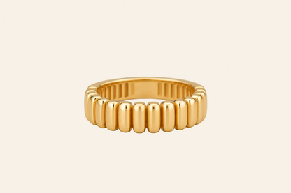 18K Gold Ribbed Band Ring