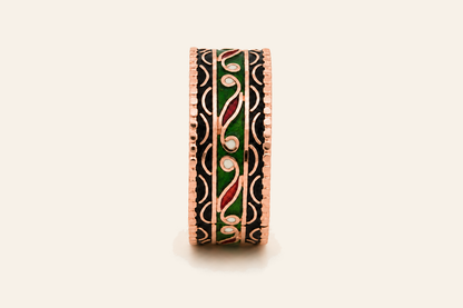 22K Gold Multicolour Enamel Ring — Rose Gold, view 1 — digital colour illustration