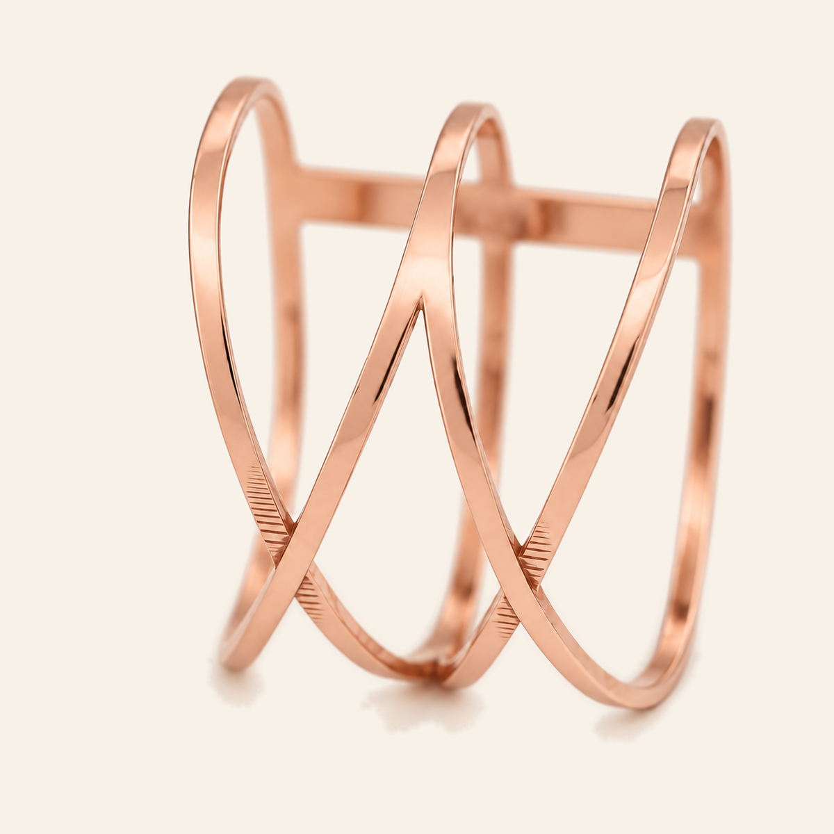 18K Gold Sculptural Multi-Band Ring — Rose Gold, view 2
