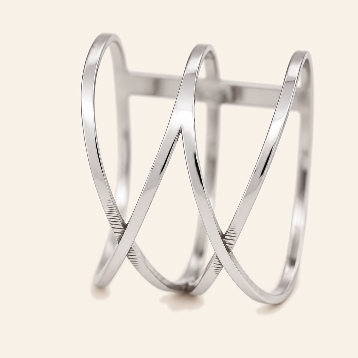18K Gold Sculptural Multi-Band Ring — White Gold, view 2