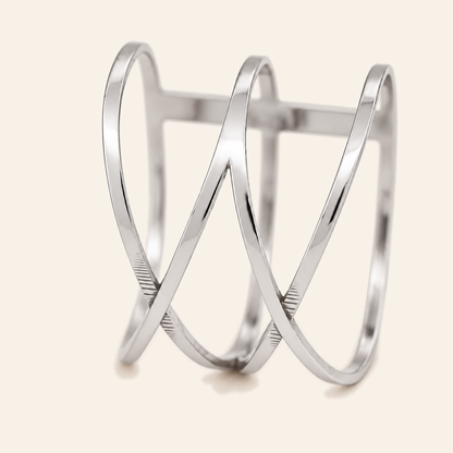 18K Gold Sculptural Multi-Band Ring — White Gold, view 2