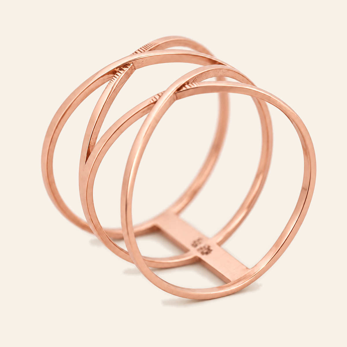 18K Gold Sculptural Multi-Band Ring — Rose Gold, view 3