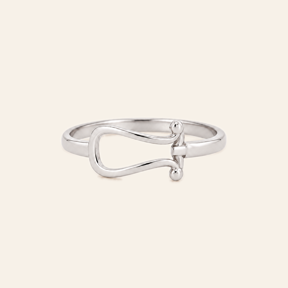 18K Gold Buckle Ring — White Gold, view 1