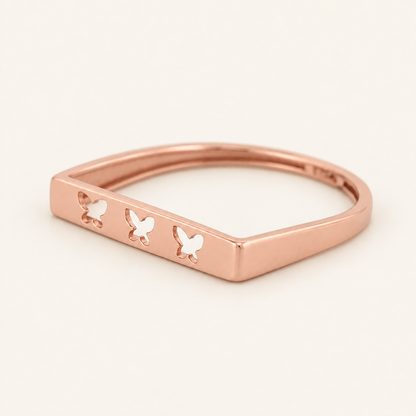 18K Gold Butterfly-Motif Ring — Rose Gold, view 2