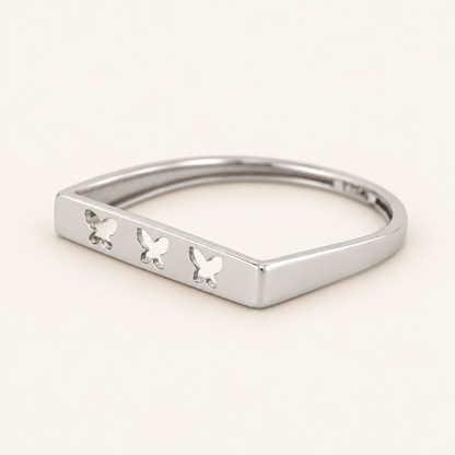 18K Gold Butterfly-Motif Ring — White Gold, view 2
