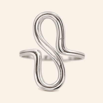 18K Gold Sculptural Double-Loop Ring — White Gold, view 1