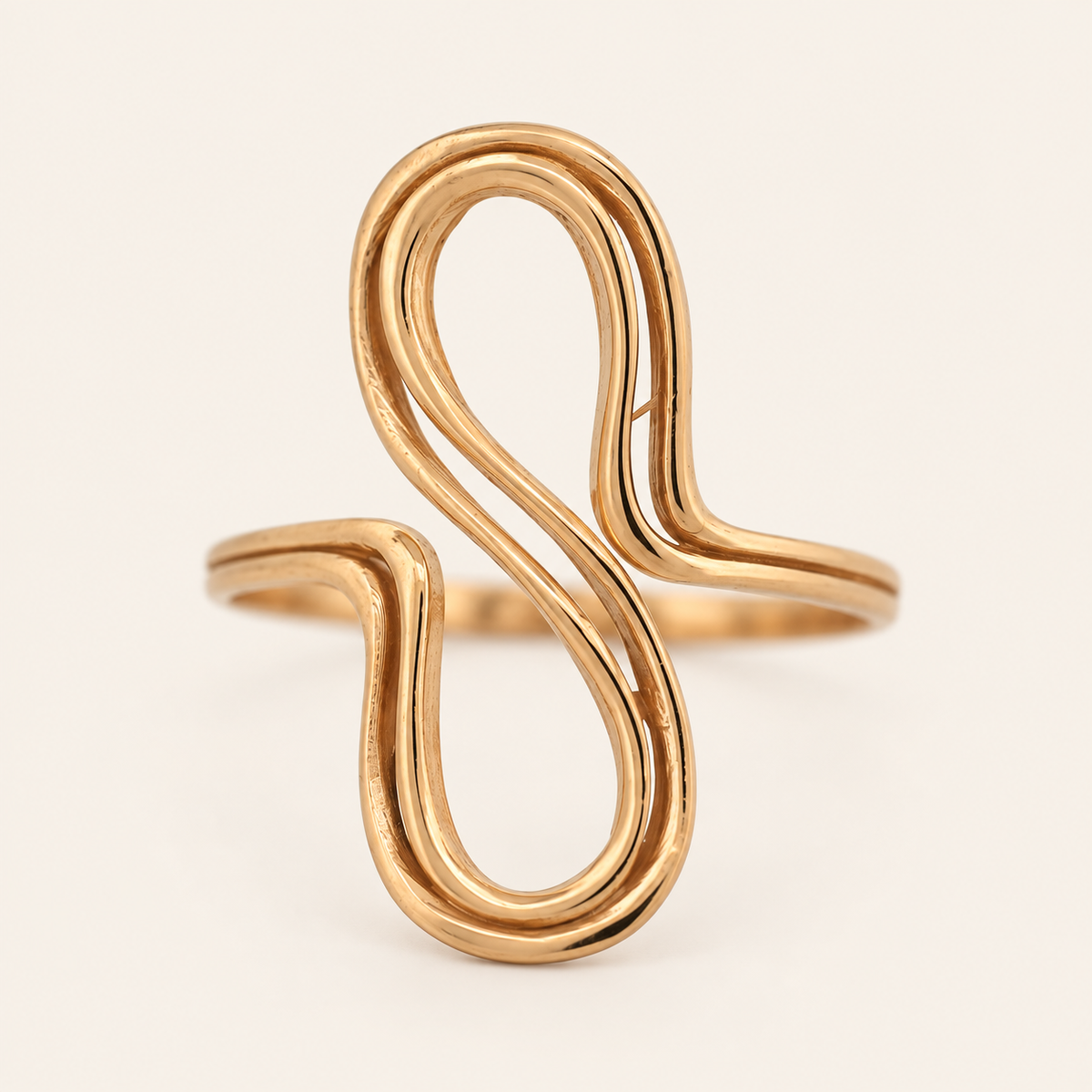 18K Gold Sculptural Double-Loop Ring — Yellow Gold, view 1