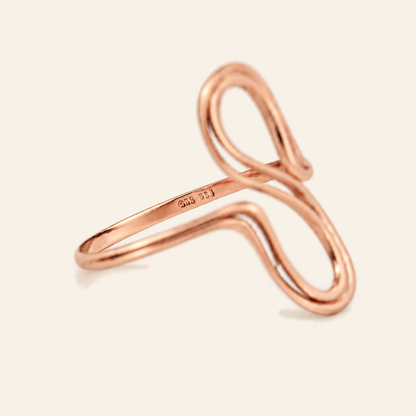 18K Gold Sculptural Double-Loop Ring — Rose Gold, view 2