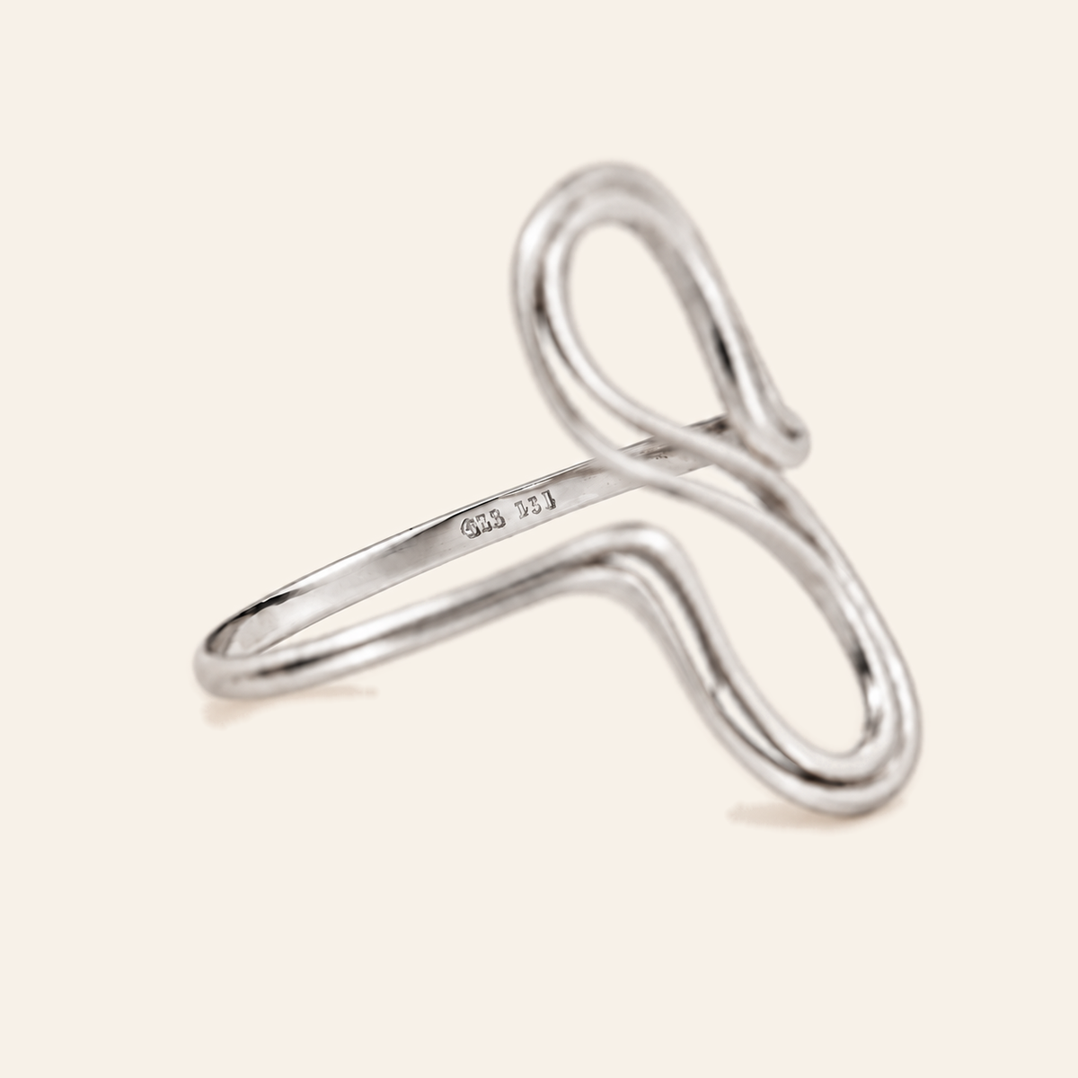 18K Gold Sculptural Double-Loop Ring — White Gold, view 2