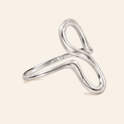 18K Gold Sculptural Double-Loop Ring — White Gold, view 2