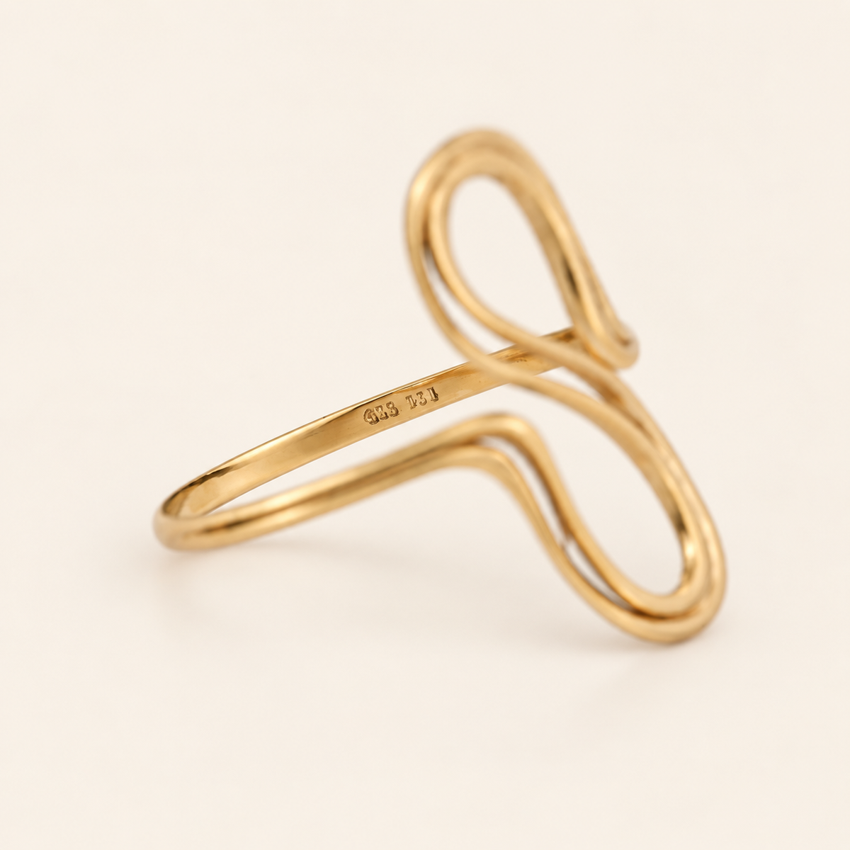 18K Gold Sculptural Double-Loop Ring — Yellow Gold, view 2