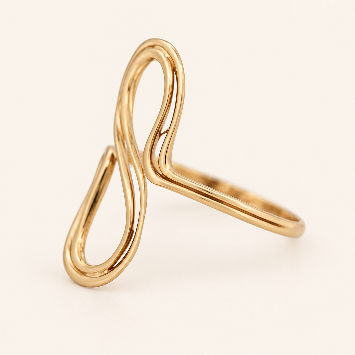 18K Gold Sculptural Double-Loop Ring — Yellow Gold, view 3